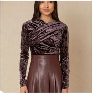 Blank NYC Velvet Wrap Top in Deep Purple